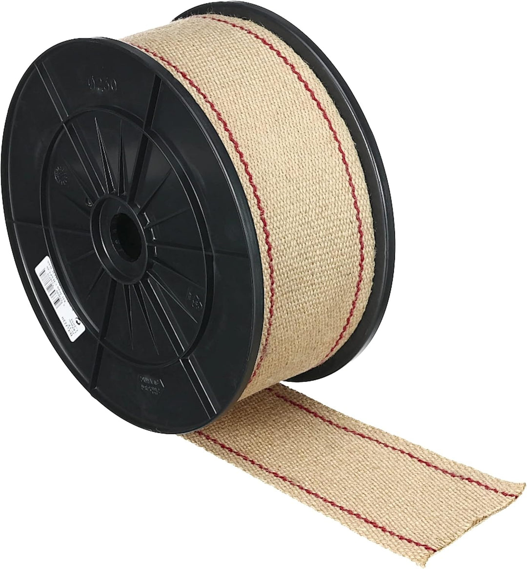 Chapuis B/GJ220 Gurt Jute Breite 85 mm 20 m Spule, naturfarben gestreift rot ecru/rot
