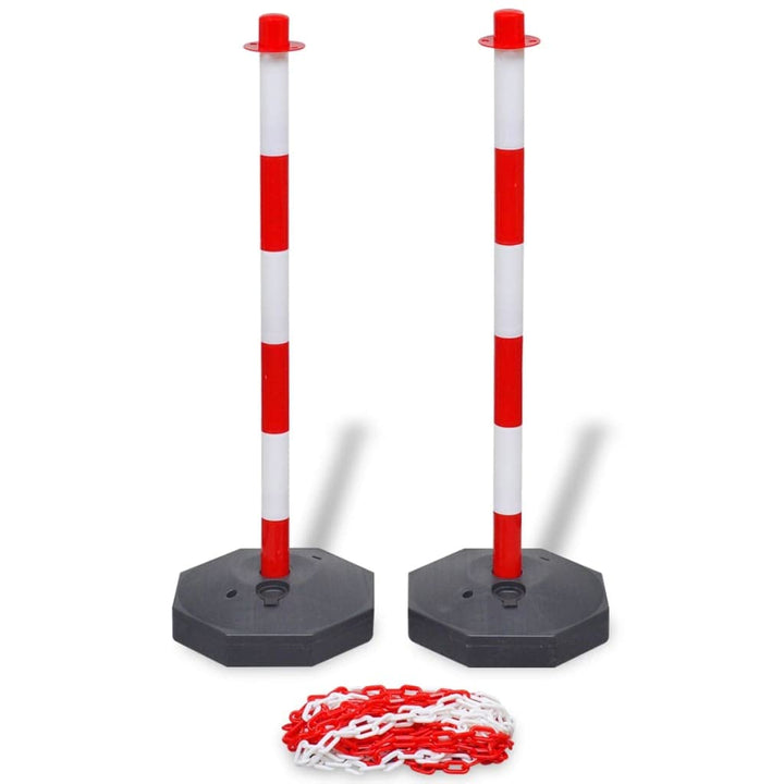 vidaXL Absperrpfosten Kettenständer Poller mit 10m Kunstoffkette Absperrkette 2 Stck Rot