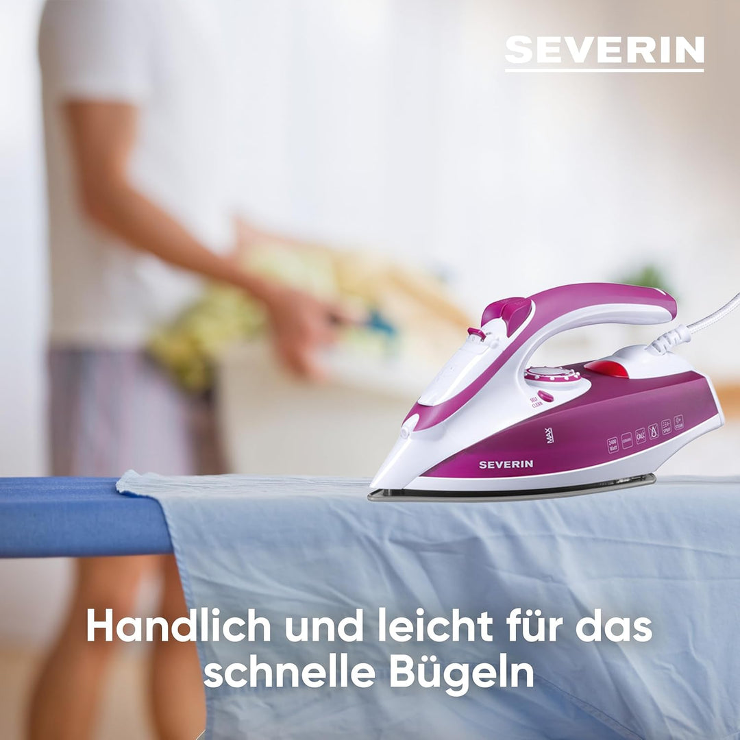 SEVERIN S73243 Dampfbügeleisen mit Keramiksohle, ca. 2.4 W, BA 3243, Weiss/Violett