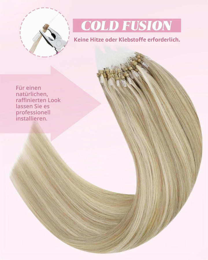 YoungSee Microring Extensions Echthaar 1g Blond Microring Extensions Goldblong bis Blond Microring H