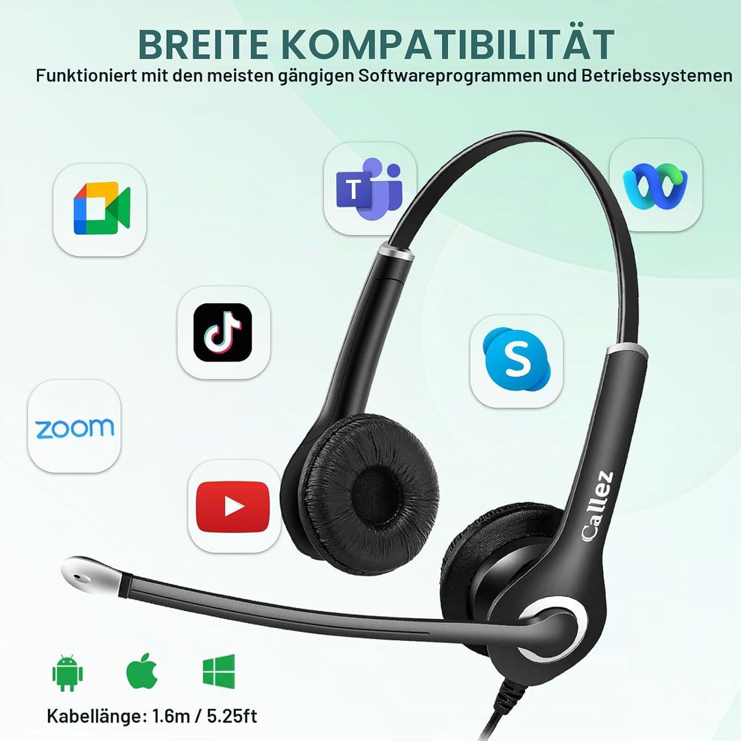 3,5mm Klinke Laptop Headset mit Mikrofon Noise Cancelling, USB-C Headset Handy mit Kabel für iPhone