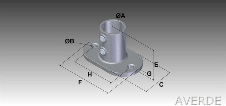 Rohrverbinder Boden - Wand - Deckenflansch 1 1/2" (48,3 mm) AVERDE Ø 48,3 mm - 1 1/2 Zoll, Ø 48,3 mm