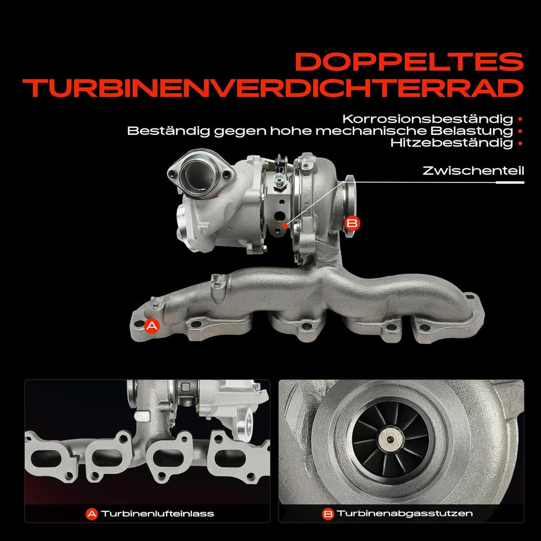 Frankberg Turbolader Abgasturbolader Kompatibel mit Yeti 5L 2.0L Diesel 2015-2017 Q3 8UB 8UG 2.0L Di