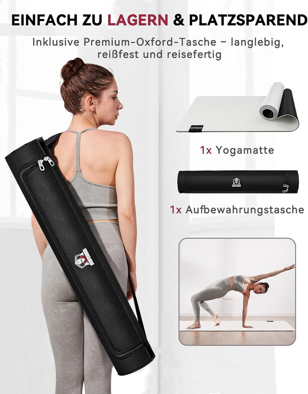 HAPBEAR Yogamatte XXL - 183cmx91cmx6mm Dicke, Extra Gross Rutschfest Breit Yoga Matte, Gymnastikmatt