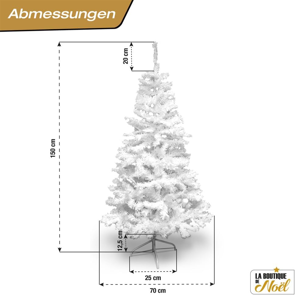 Künstlicher Weihnachtsbaum 90 cm bis 3 m weiss 150 cm 150 cm Weiss, 150 cm Weiß