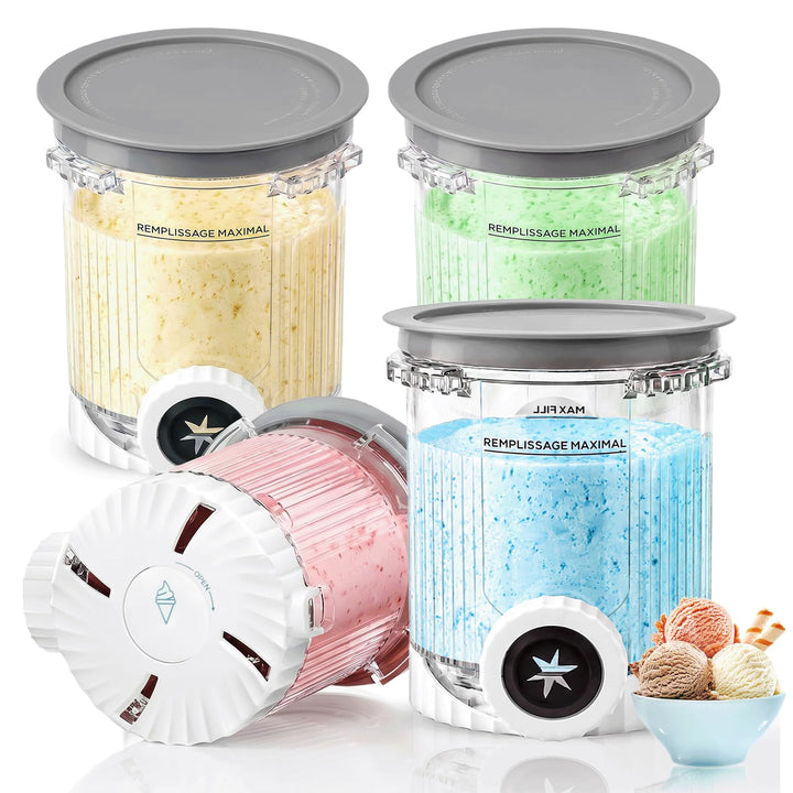 4er-Set Ersatzbehälter für Ninja Creami Swirl NC700 NC701EU Eismaschine, 480ML Eiscreme Behälte für