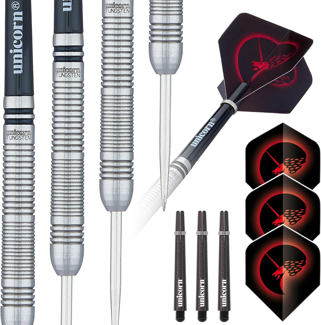 Unicorn Dartpfeile-Set mit Stahlspitze, Kern | natürliche Wolfram-Barrels | 20 g, 21 g, 22 g, 23 g,