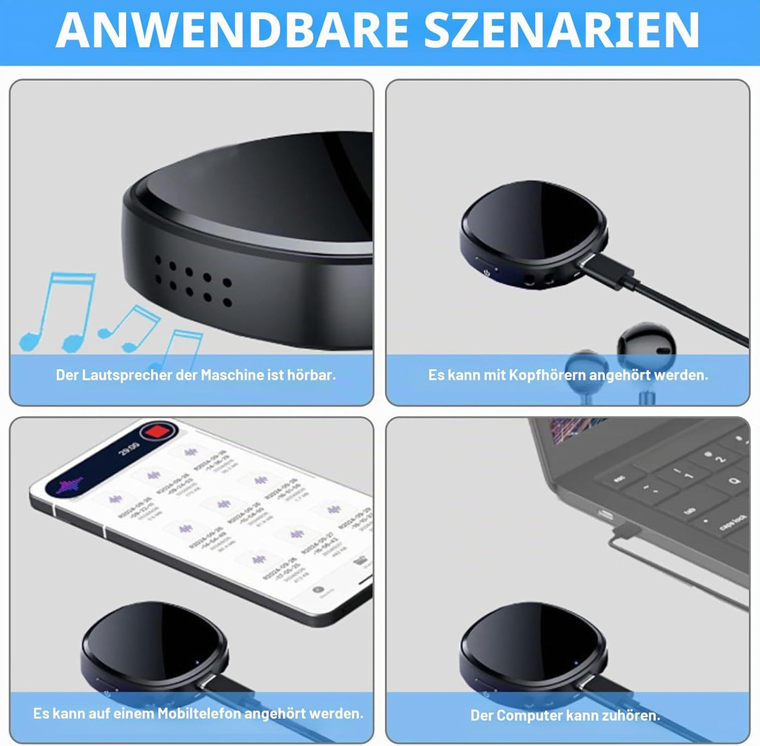 Diktiergerät Mini 64G,Mini Digitales Diktiergerät Eingebauter Lautsprecher,Aufnahmegerät,Audiorekord