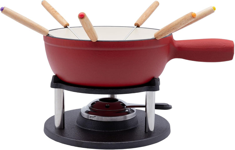 osoltus Fondue-Set für Schokoladen-, Fleisch- oder Käsefondue - Fondue-Topf für 6 Personen - emailli