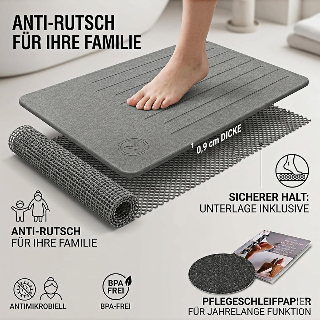 Amilutuo Badematte Stein, Diatomite Stone Bath Mat, rutschfeste Stein Badematte, Badematte Stein Sch