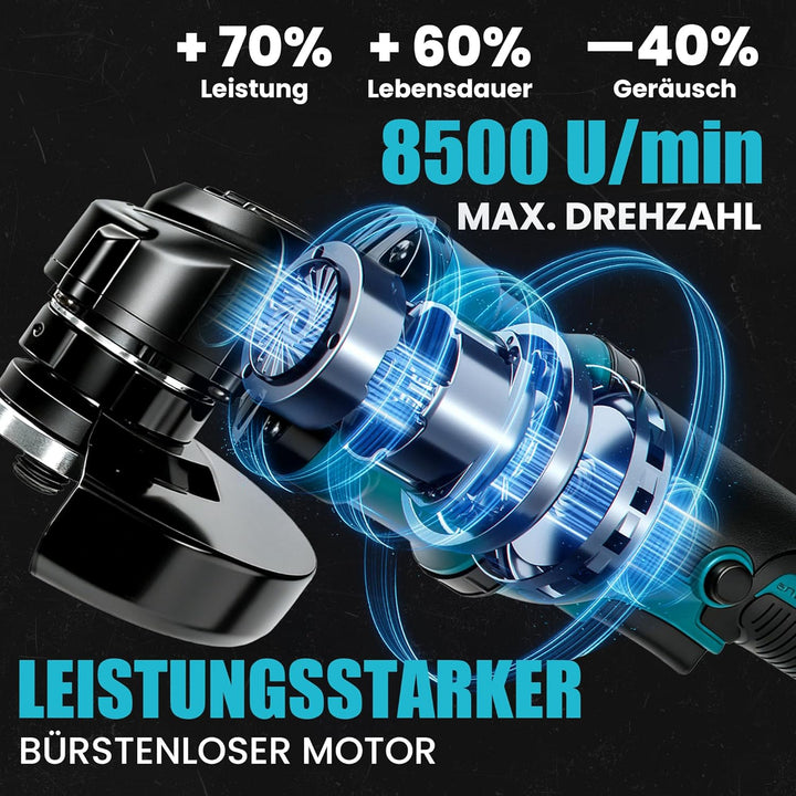 Akku Winkelschleifer für Makita 18V, 125 mm Akku Flex 8500U/min, 3 Geschwindigkeiten, Akku-Schleifer