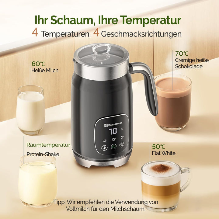 Maestri House Milchaufschäumer Elektrisch 4-in-1 14.1OZ/400ML Milchaufschäumer Smart-Touch-Steuerung