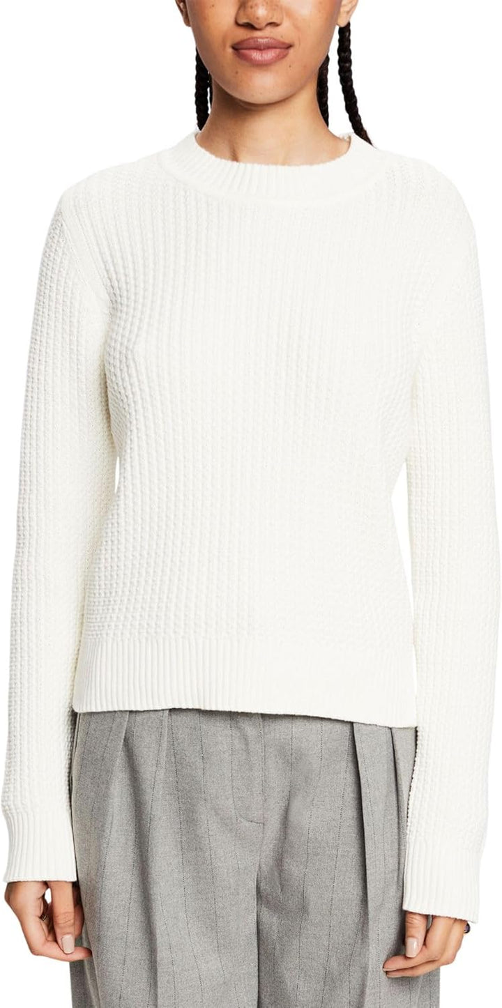 ESPRIT Strukturierter Strickpullover mit Rundhalsausschnitt