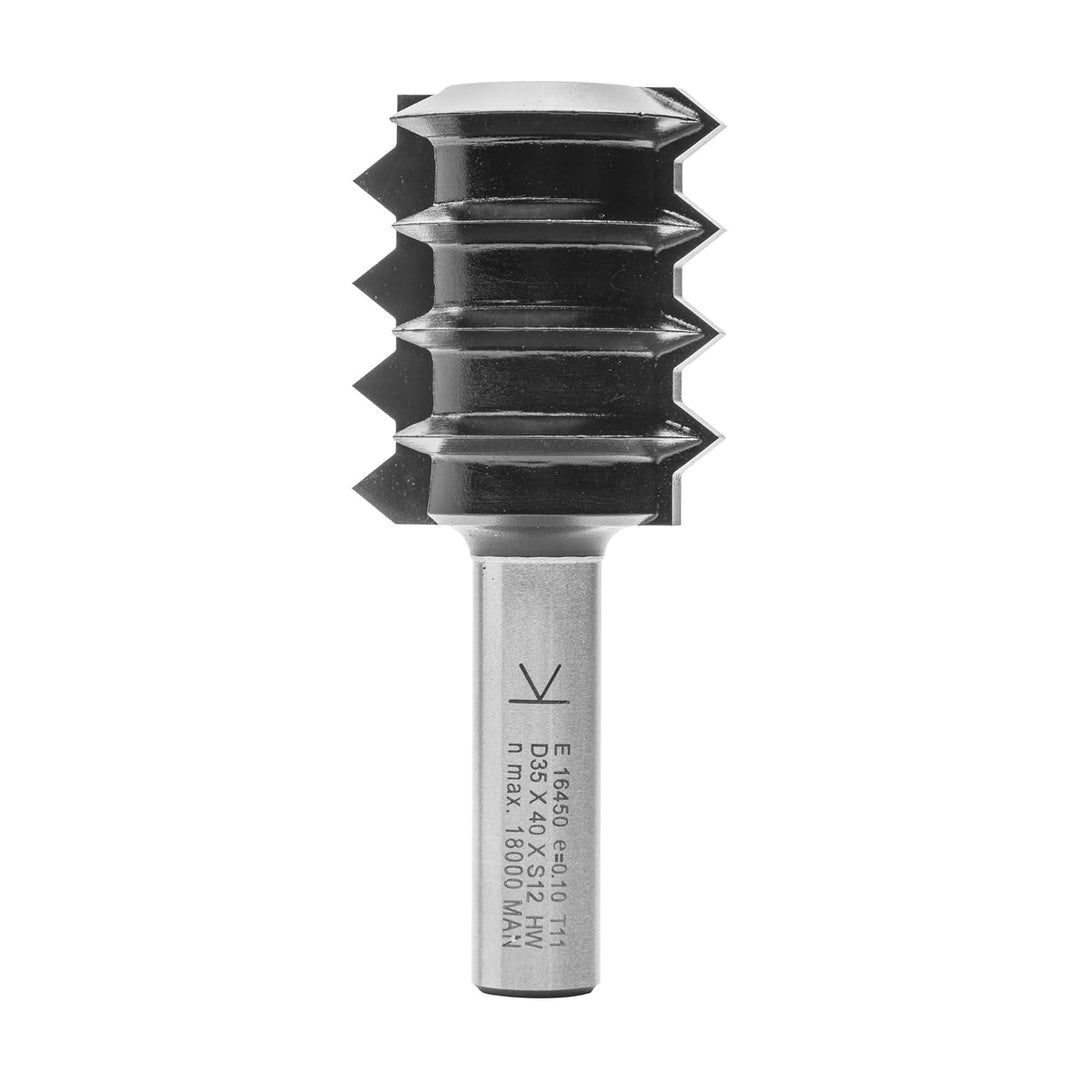 ENT 16450 Verleimfräser ''V'' Verzahnung HW, Schaft (S) 12 mm, Durchmesser (D) 35 mm, NL 40 mm, T 4