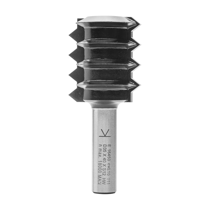 ENT 16450 Verleimfräser ''V'' Verzahnung HW, Schaft (S) 12 mm, Durchmesser (D) 35 mm, NL 40 mm, T 4