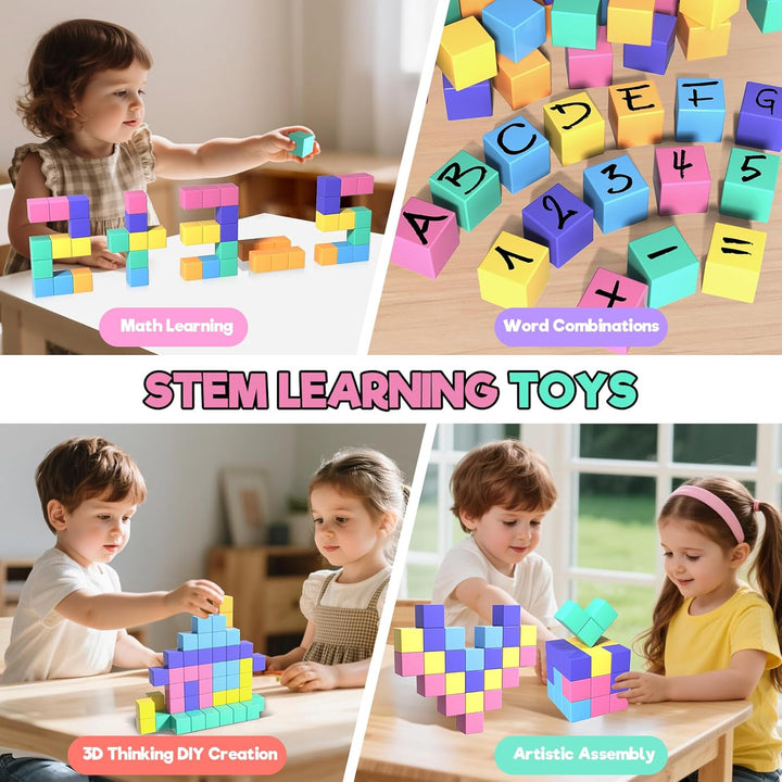 Goody King Magnetische Bausteine 56 Teile Set, Magnetbausteine für Kinder, Montessori Magnetische Sp