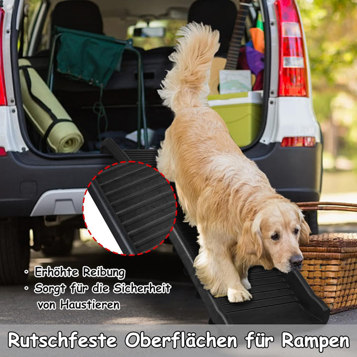 NAIZY Hunderampe 156cm Klappbare Hundetreppe Ramp mit Anti-Rutsch Matten Haustierrampe Kunststoff Ko