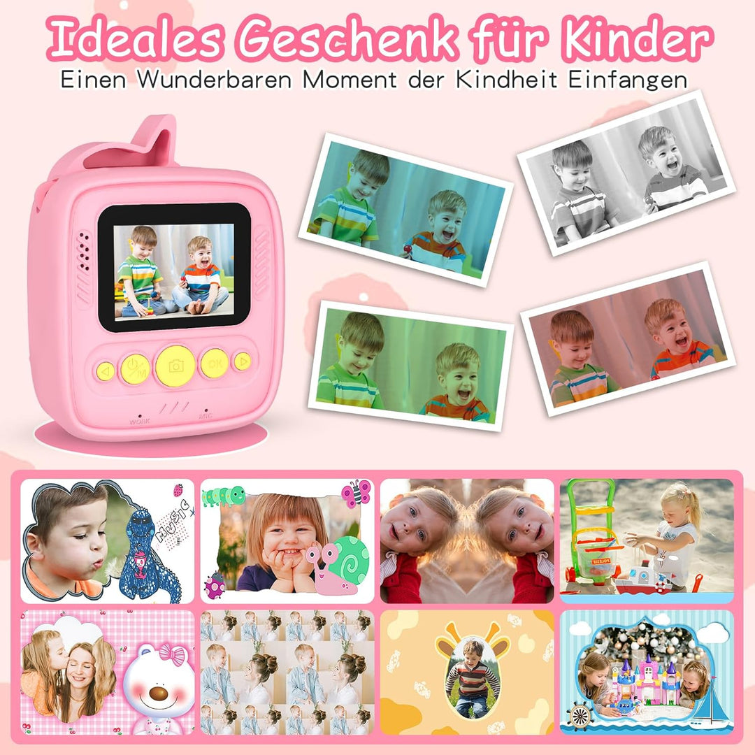 Kinderkamera Sofortbildkamera, 1080P HD 48MP Sofortbildkamera Kinder, Digitalkamera Kinder mit 32GB