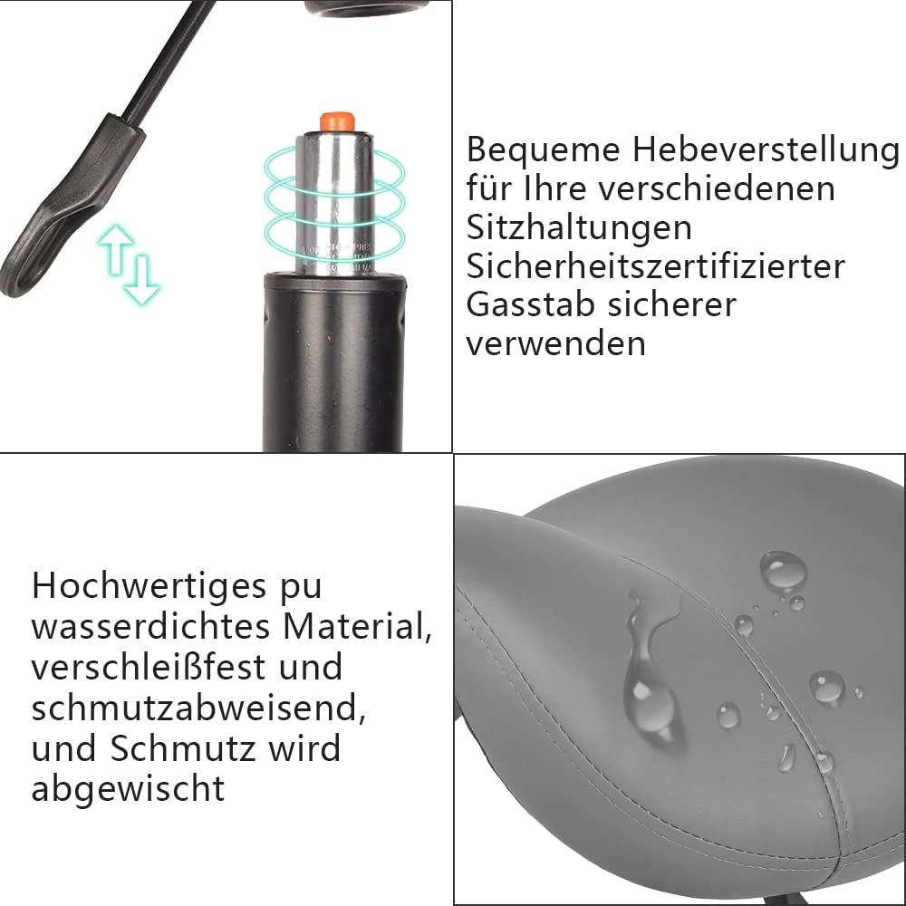 Mingone Sattelhocker Ergonomischer Bürohocker 360° Drehbarer Hocker Arbeitshocker Sattelstuhl Höhenv