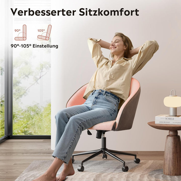 DEVAISE Homeoffice Stuhl, Schminkstuhl, Schreibtischstuhl, höhenverstellbar Drehstuhl, Cordstoff und