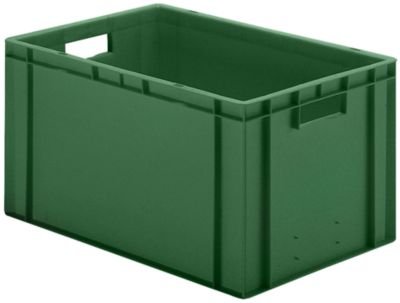 Euro-Format-Stapelbehälter, Wände und Boden geschlossen - LxBxH 600 x 400 x 320 mm - grün, VE 5 Stk