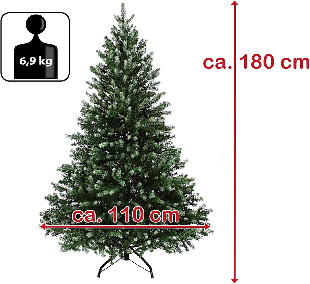 BB Sport Luxus Christbaum 180 cm Dunkelgrün-Puderzucker künstlicher Weihnachtsbaum PE/PVC Spritzguss