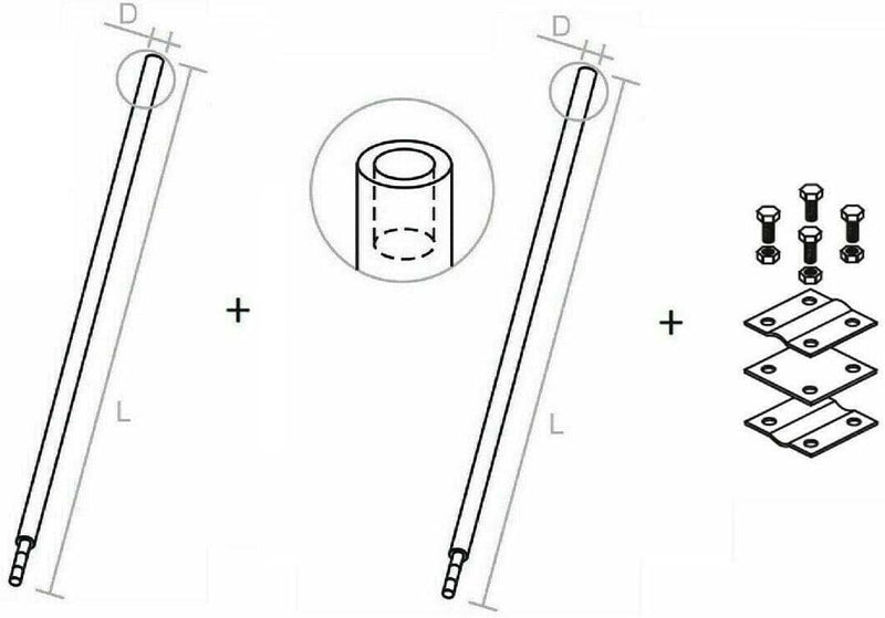 Tiefenerder Erder Erdung SET Ø16mm V2A Edelstahl - Längenauswahl (Ø16 SET 3,0m 2x1500mm)