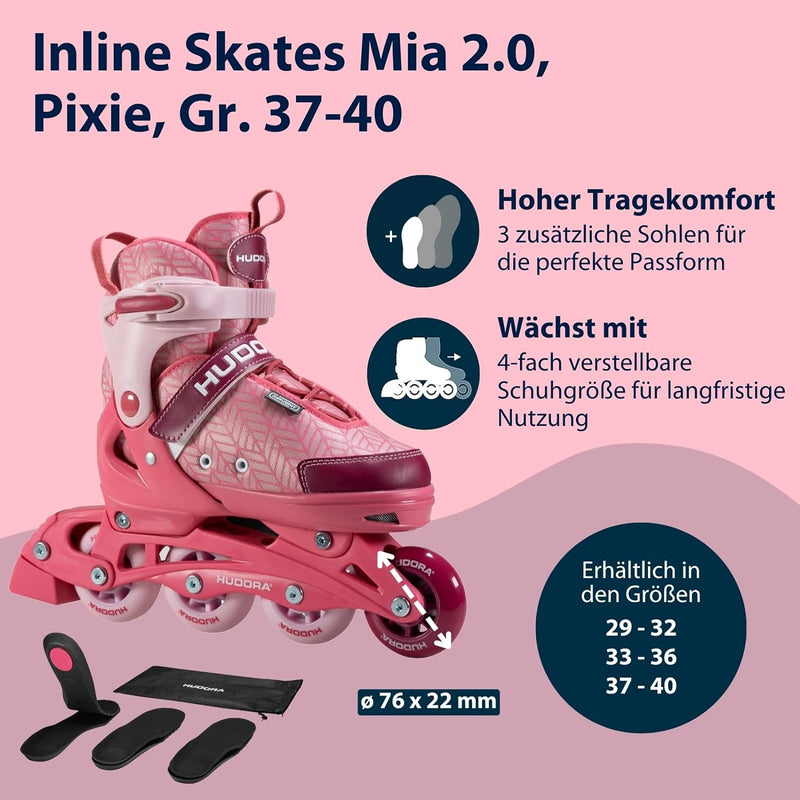 HUDORA Inline Skates Mia/Leon 2.0 - Inliner für Kinder, Jugendliche und Erwachsene - Verschiedene Gr