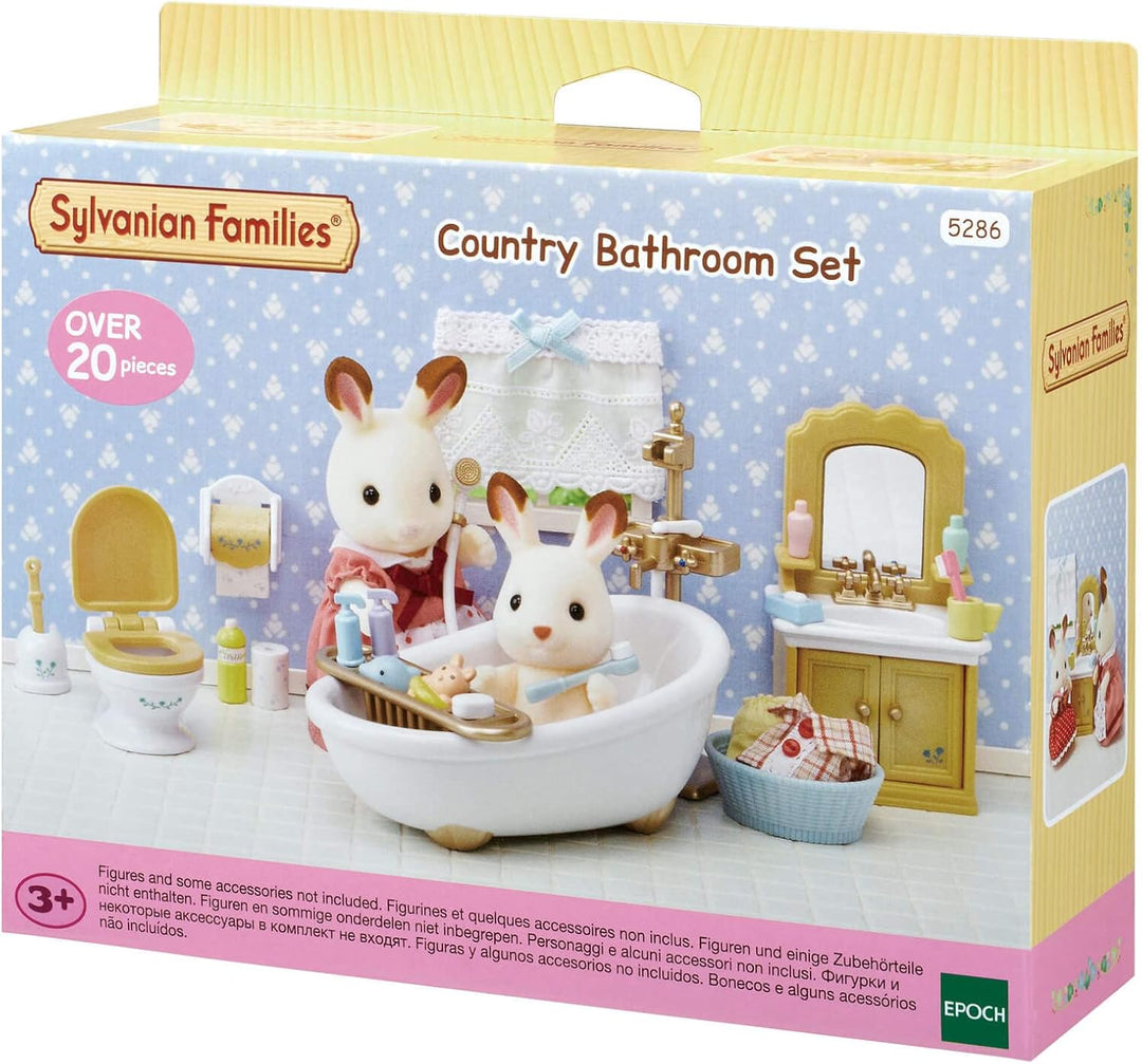 SYLVANIAN FAMILIES 5655 Schokoladenhasen Familie NEU & - 5286 - Badezimmer im Landhausstil, klein Bu