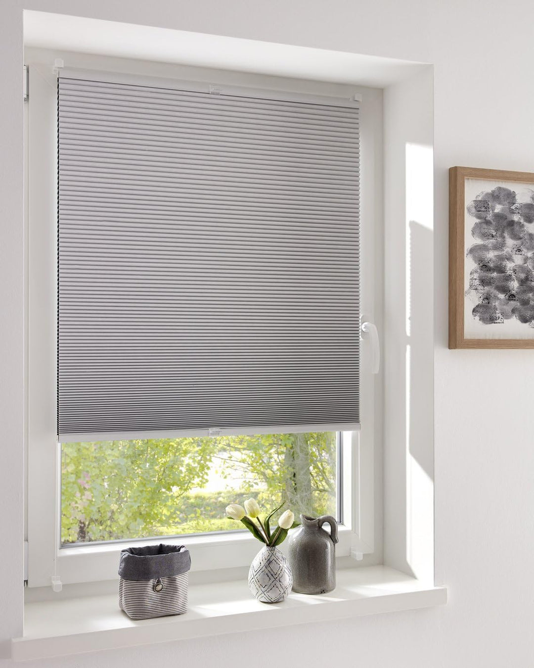 DécoProfi Wabenplissee ohne Bohren verdunkelnd Weiss 100cm x 220cm I Verspannte Plissees nach Mass m