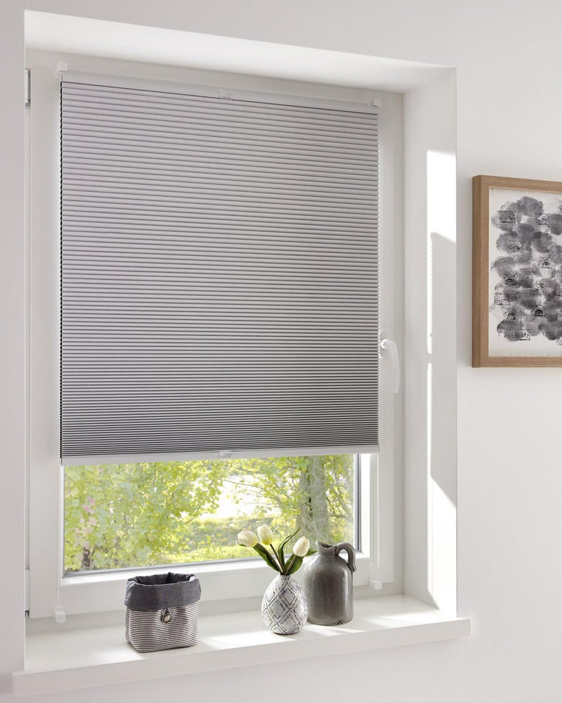 DécoProfi Wabenplissee ohne Bohren verdunkelnd Weiss 80cm x 130cm I Verspannte Plissees nach Mass mi