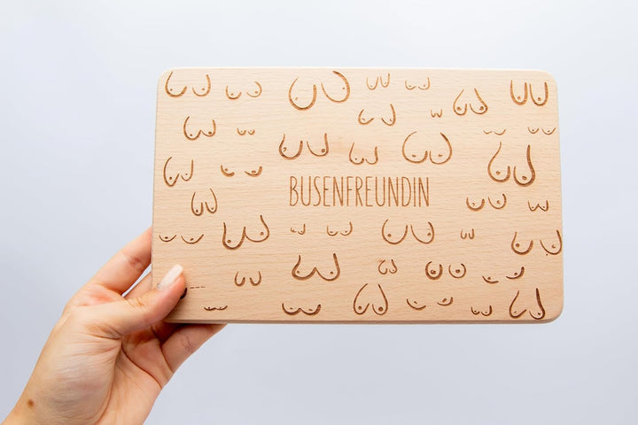 Holz-Brettchen Busenfreundin - Brotzeitbrett für die beste Freundin - Buche Vollholzbrettchen