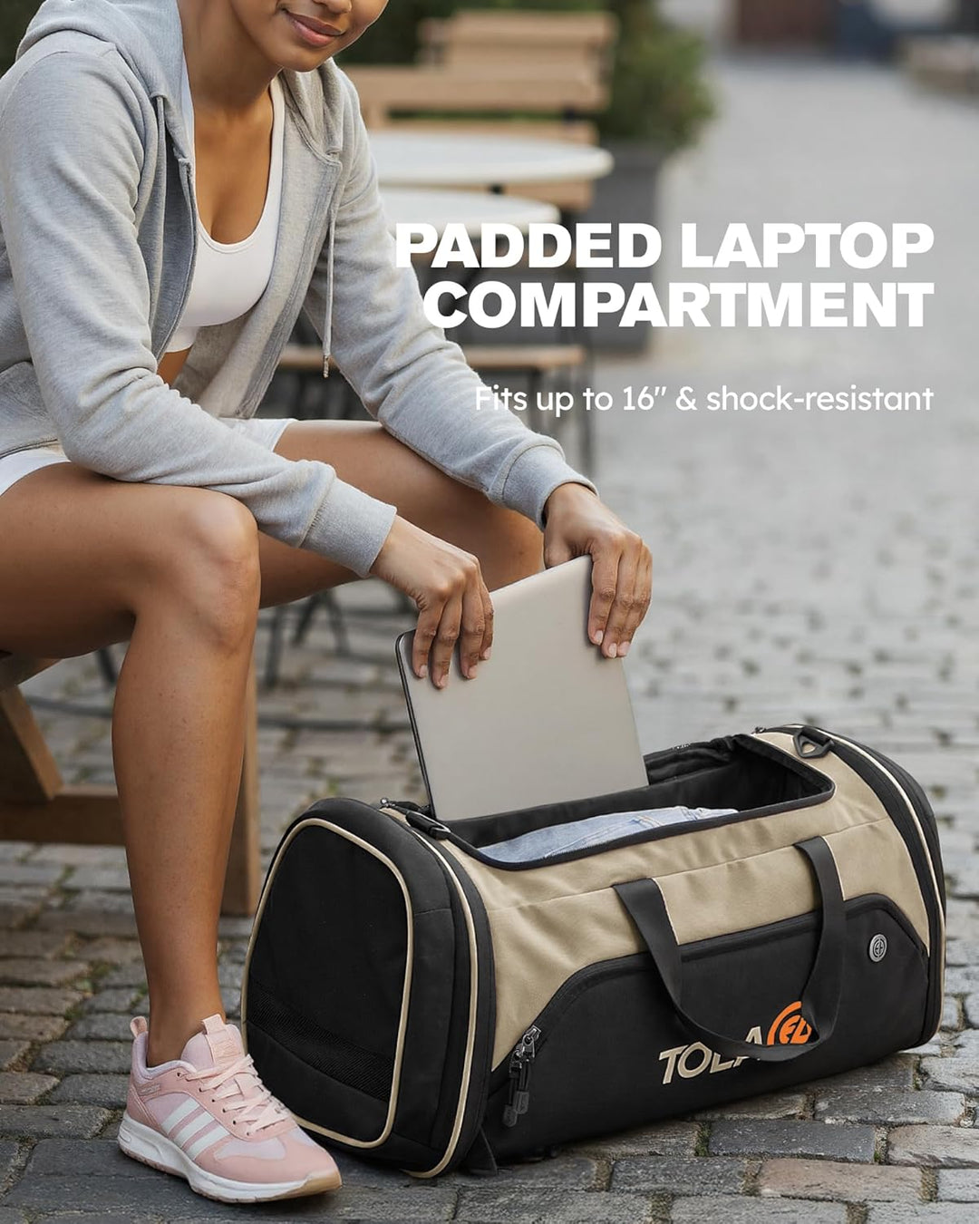 Tolaccea Sporttasche 56–70L für Herren & Damen – Erweiterbare Reisetasche mit Schuhfach & Nassfach,