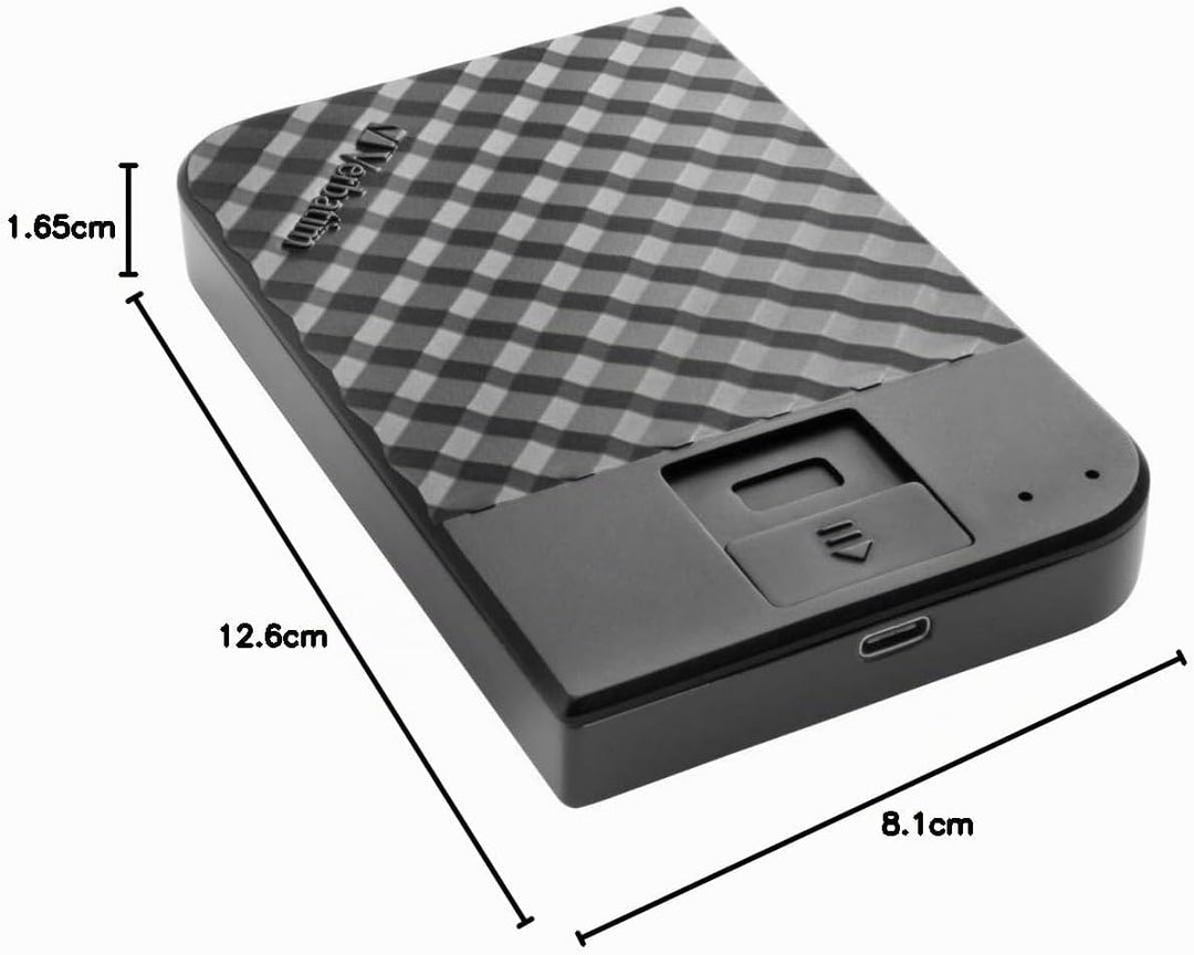 Verbatim Fingerprint Secure, 2 TB, Schwarz, Externe Festplatte mit Fingerabdruckscanner, USB 3.1 GEN