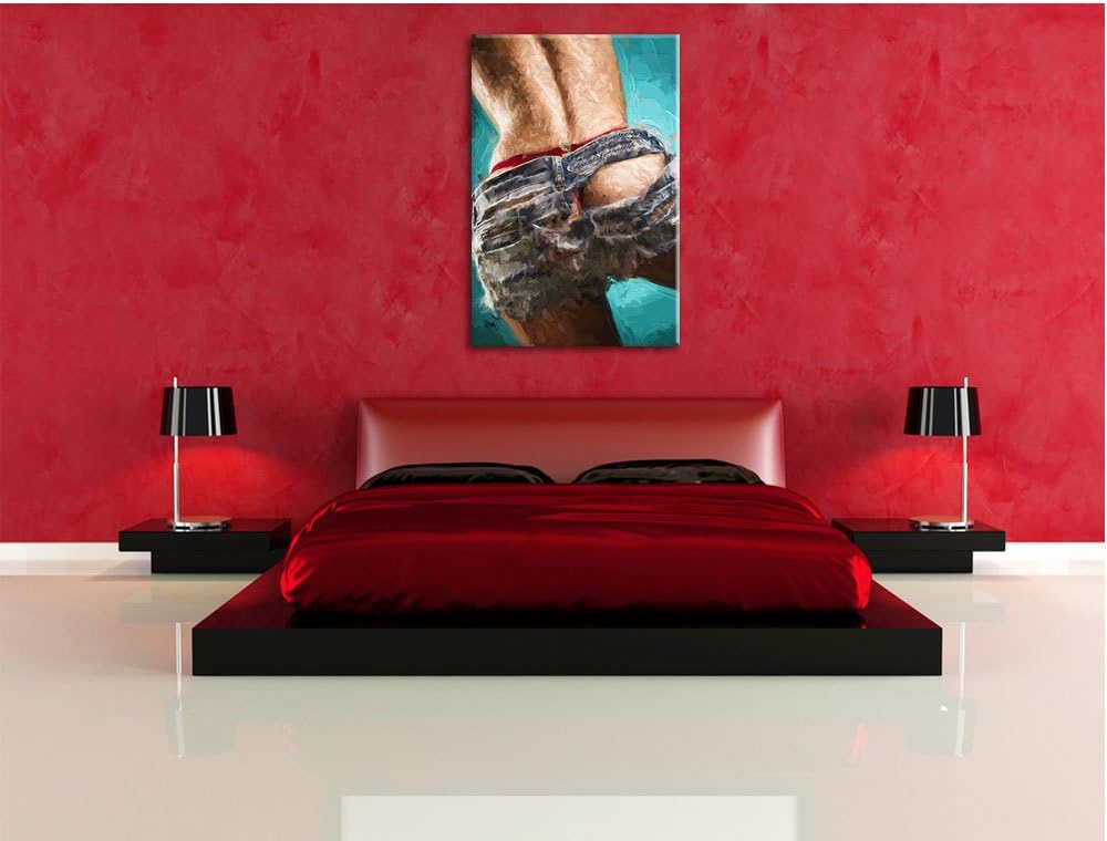 Pixxprint sexy Frauenhintern in zerrissener Hotpants Kunst Pinsel Effekt, Format: 100x70 auf Leinwan