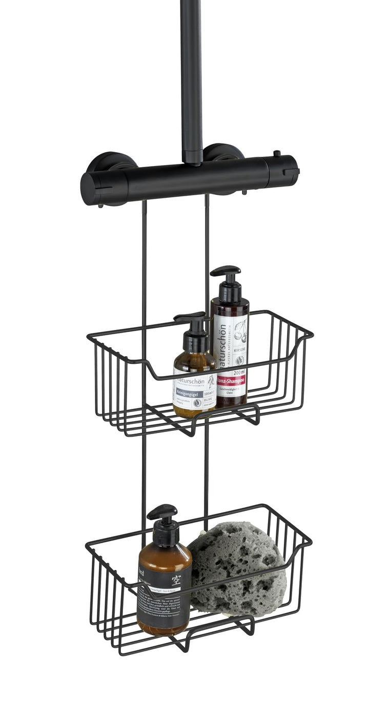 WENKO Thermostat-Dusch-Caddy Mod. Milo, 2 Etagen, Duschregal zum Hängen an die Armatur, Ablage aus E