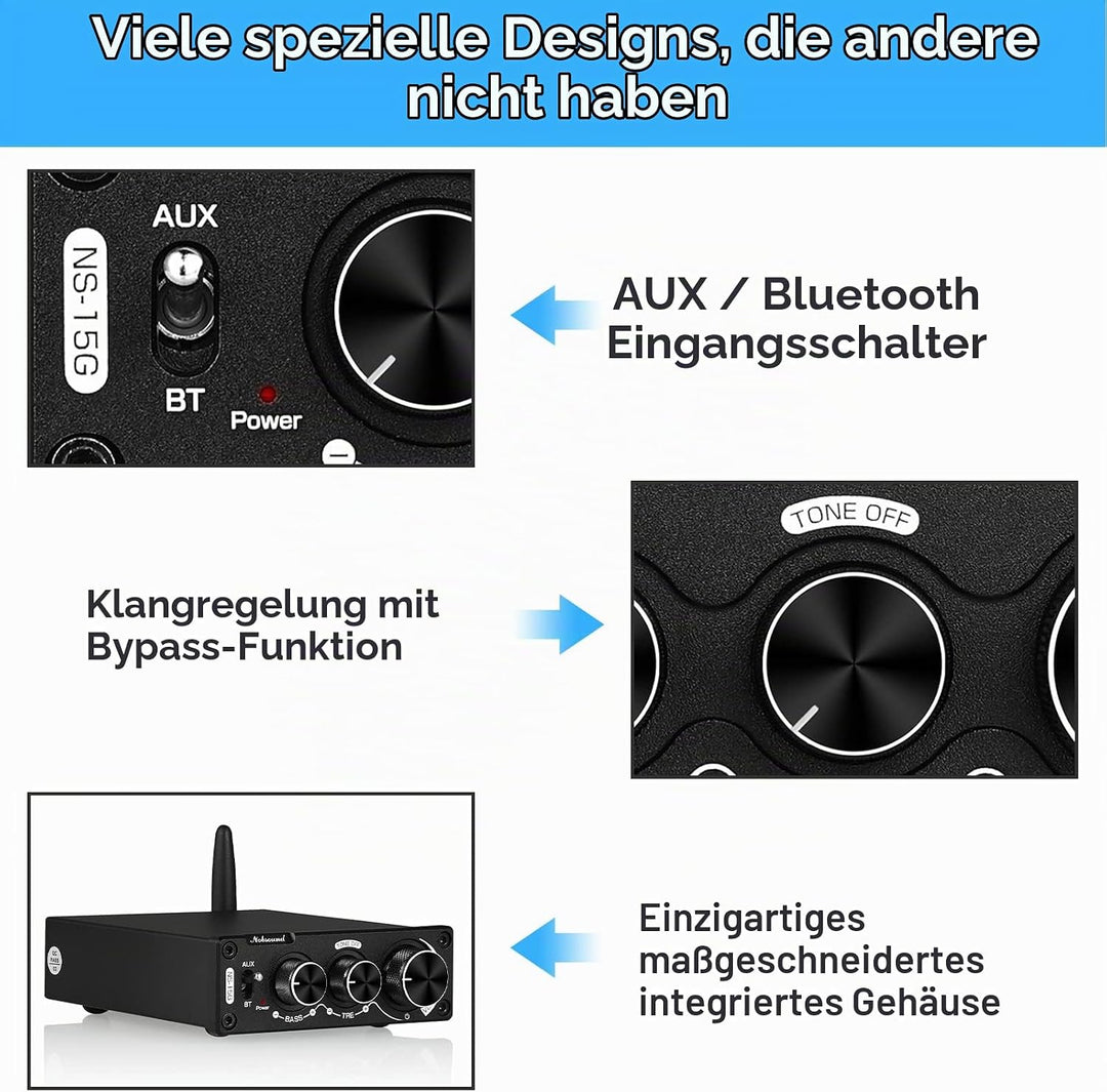 [Neu Aktualisiert] Nobsound 100W + 100W Mini Bluetooth Digital Verstärker HiFi-Stereo-Audio-2-Kanal-