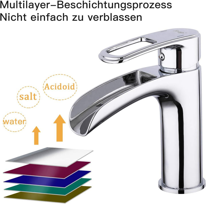 Frap Wasserfall Waschtischarmatur Wasserhahn Bad Badarmatur Waschbeckenarmatur Einhebelmischer für B