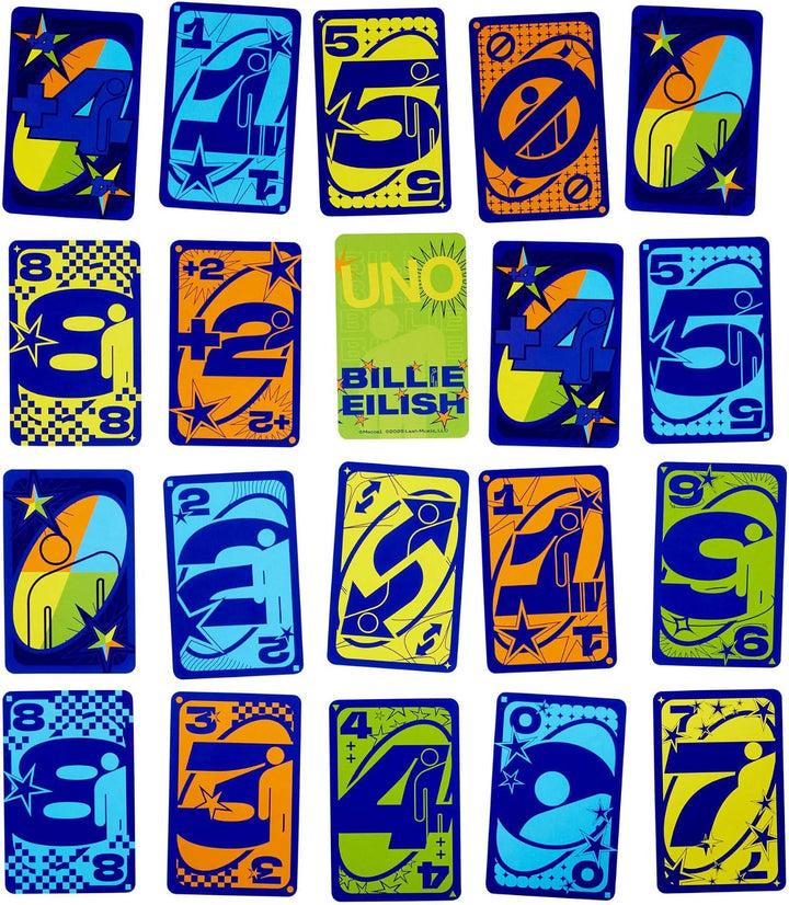 Mattel Games UNO Canvas Billie Eilish Kartenspiel für Kinder, Erwachsene, Familienabende und Partys,