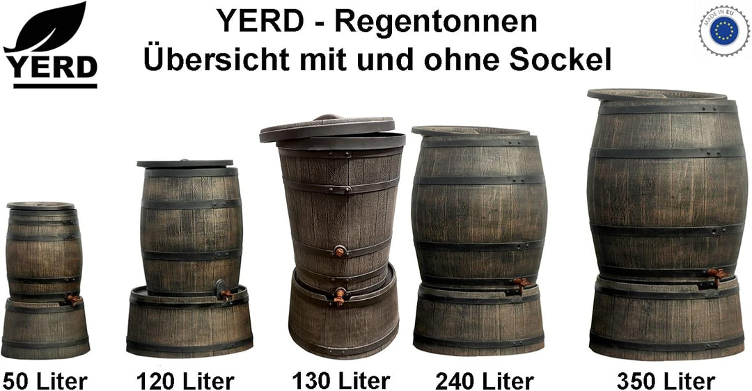 Yerd Barrik Deko Gärfass Mostfass Weinfass 10 Liter mit Prägung in Holzoptik Lebensmittelecht 1/2" A