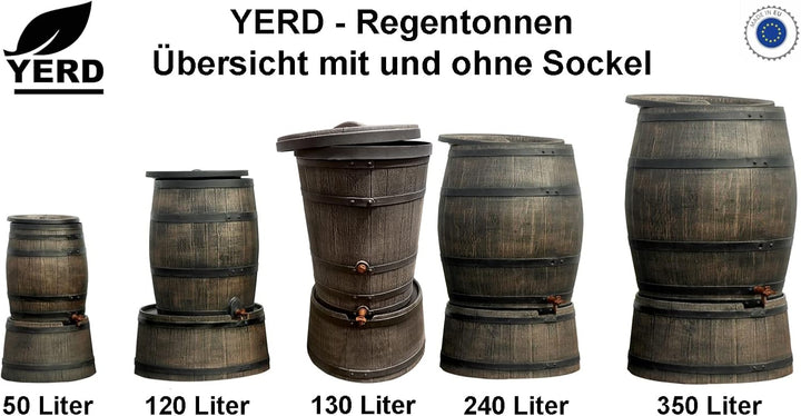 Yerd Barrik Deko Gärfass Mostfass Weinfass 10 Liter mit Prägung in Holzoptik Lebensmittelecht 1/2" A
