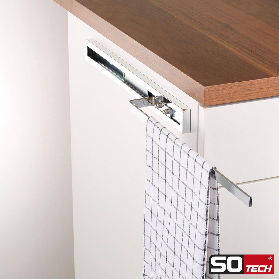 2 Stück SO-TECH® Handtuchauszug Elegance Chrom 1-armig 415 mm eingeschoben, 715 mm ausgezogen Handtu
