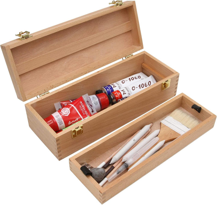 PAINTERSISTERS® Utensilienkoffer PAULI, 36x13 x11 cm Box aus nachhaltigem Buchenholz, Malkoffer, Org