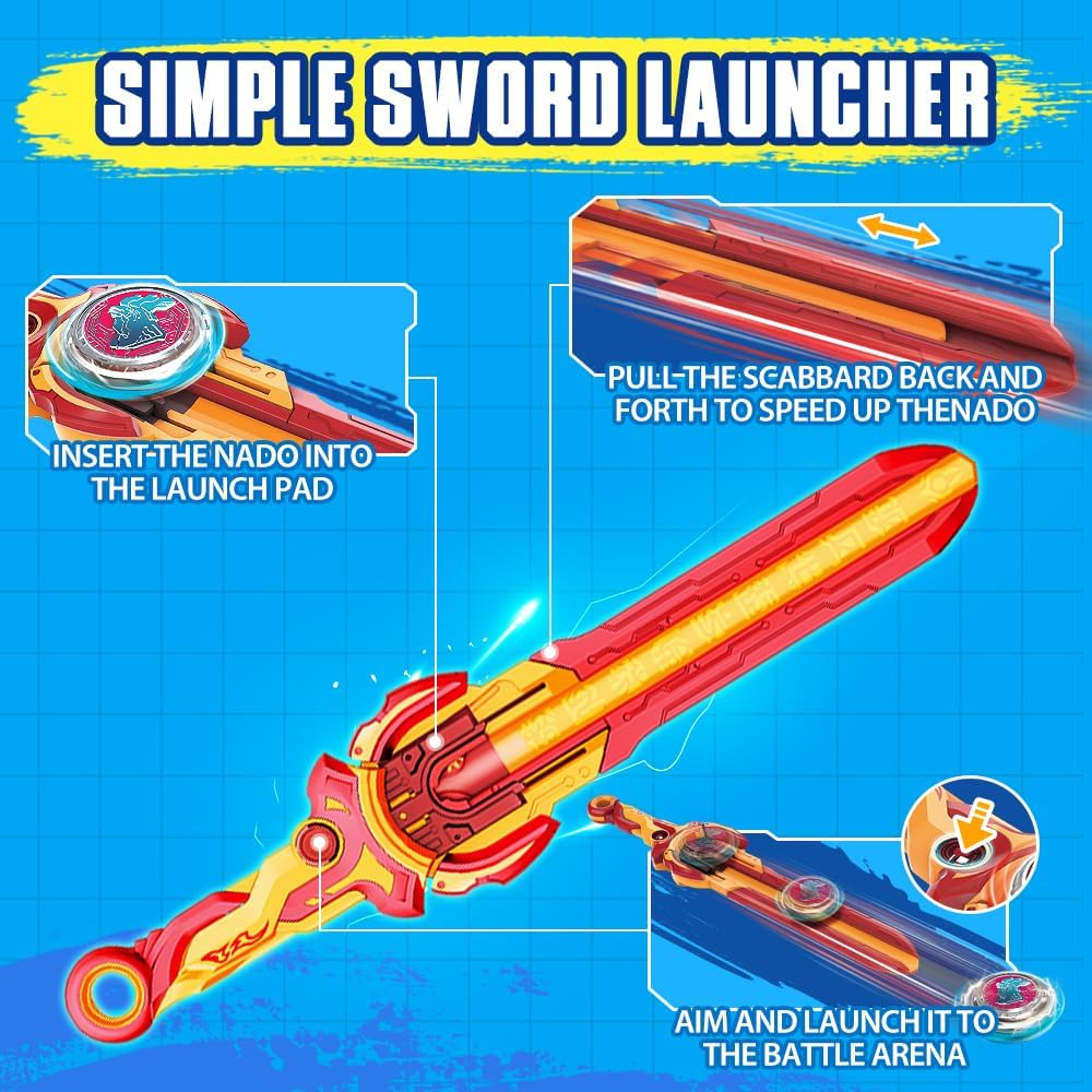 INFINITY NADO Kreisel für Kinder Metall Spielzeug Jungen, Battle Tops Kreisel Launcher Spielzeug, Sp