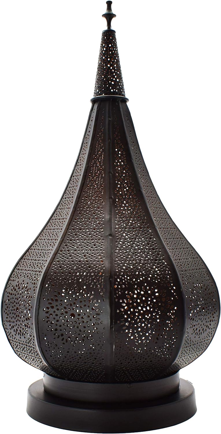 2er Set Orientalische Laterne aus Metall Ezana Schwarz 36cm | Marokkanische Gartenlaterne für drauss