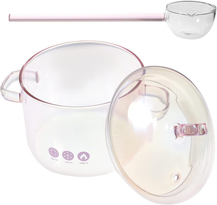UPKOCH Pfannensets Glastopf Mit Deckel: Glas Mit Löffel 1. 5L Antihaftbeschichteter Suppentopf Sauce