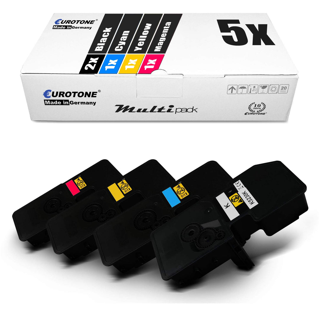 5X Eurotone Toner für Kyocera Ecosys M 5526 wie TK-5240 TK5240 Set Black Cyan Magenta Yellow Set aus