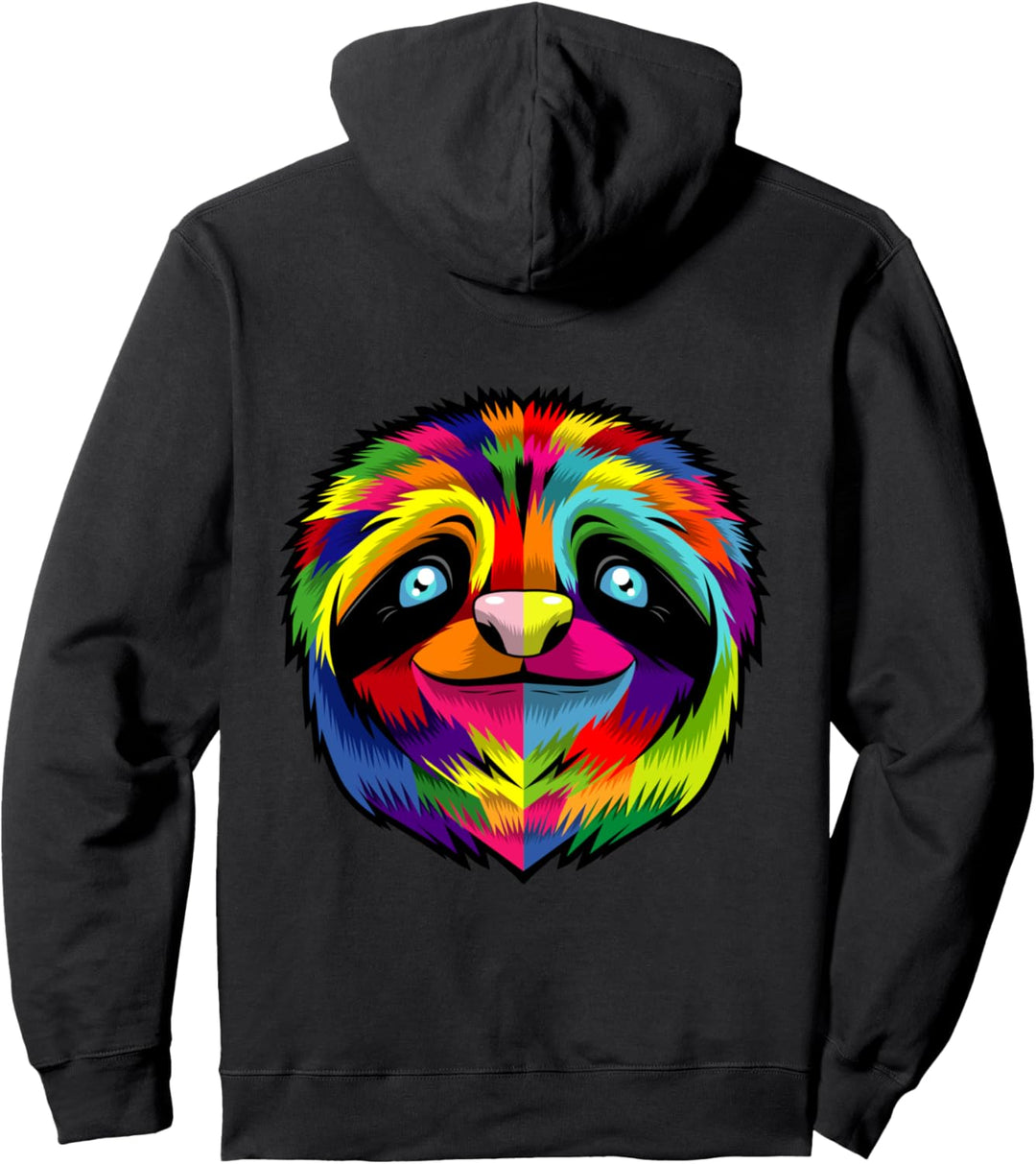 Faultier Pop Art bunt (Rückendesign) Pullover Hoodie