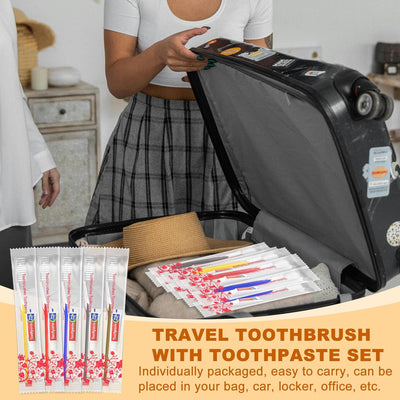 Einmal Zahnbürsten,100 Packungen Einwegzahnbürsten Mit Zahnpasta Set Einzeln Verpackt für Hotel/Camp