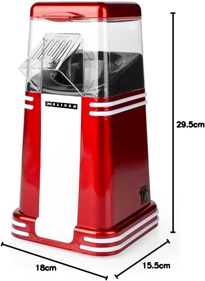 Melissa Retro Popcorn Maker 16310187 - Heissluft-Popcornmaschine 1200 W, 40-60 g pro Portion, in 2-4